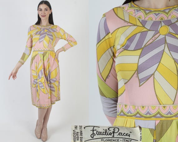 Vintage Emilio Pucci Dress, Saks Fifth Avenue, 60s Floral Jersey