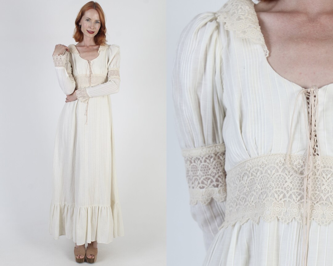 Cottagecore Gunne Sax Dress Cream Bridal Jessica Mcclintock Vintage 70s ...