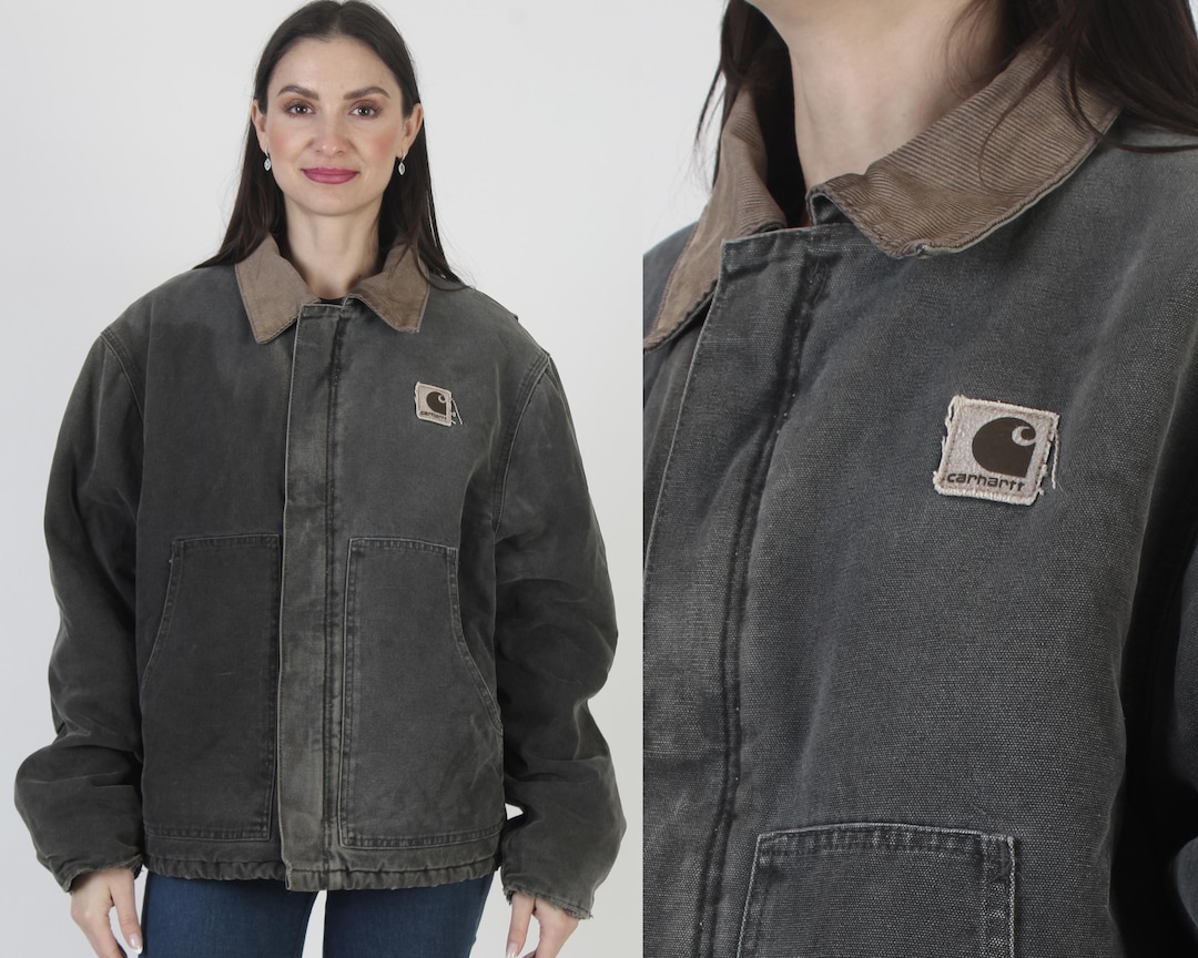Vintage Carhartt Work Jacket, Corduroy Collar Chore Coat