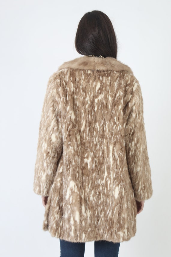 Marbled Blonde Mink Fur Coat / Brown Real Patchwo… - image 7