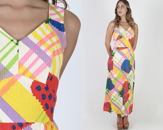 Hawaiian Maxi Dress / Cotton Summer Resort Wear Dr