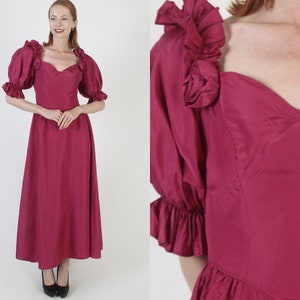 Dance Allure 80s Prom Gown 19th Century Style Romantic Dress Burgundy Western Saloon Outfit Off The Shoulder Bridesmaid image 1