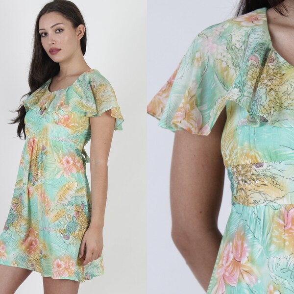 Tropical Bird Hawaiian Print Bodycon Dress