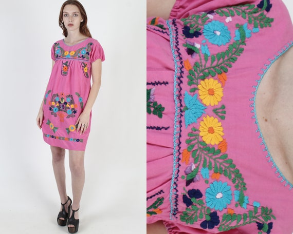 Womens Authentic Mexican Embroidered Puebla Dress - image 1