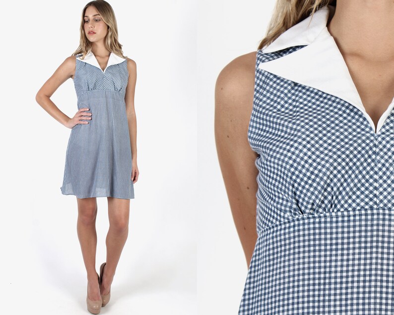 navy blue gingham dress