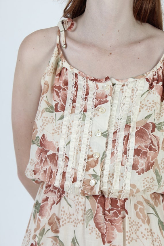 Lightweight Autumn Print Floral Dress / Thin 70s … - image 6