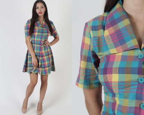 Rainbow plaid dress clearance