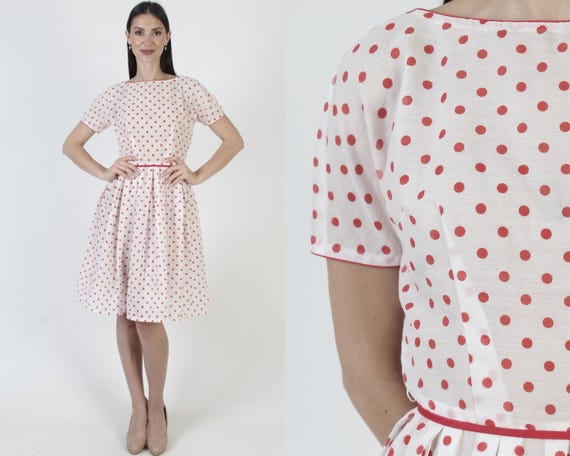 cotton 50's style dress White 50s Dress, L'Aiglon Designer Sundress, Red Polka Dot Print Pink Maxi Petite Boho luxurious attire Black dress 5X while supplies last. Color:Purple/Multi