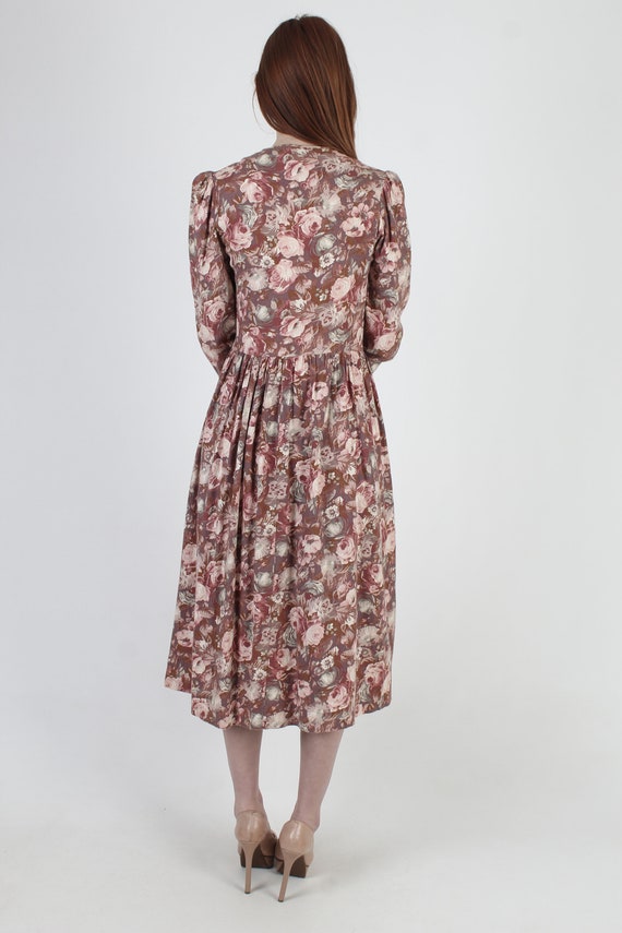 80s Laura Ashley Floral Dress, 1980s Sheer Autumn… - image 5