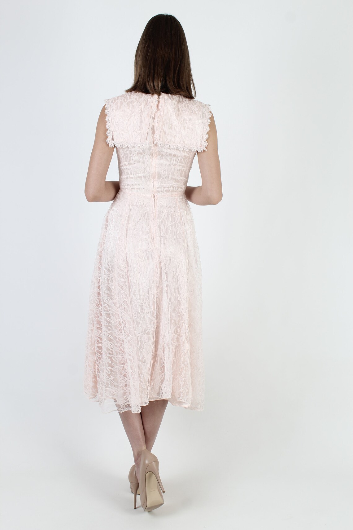 Vintage 80er Jahre hell rosa Satin Kleid / schlichte weiße | Etsy