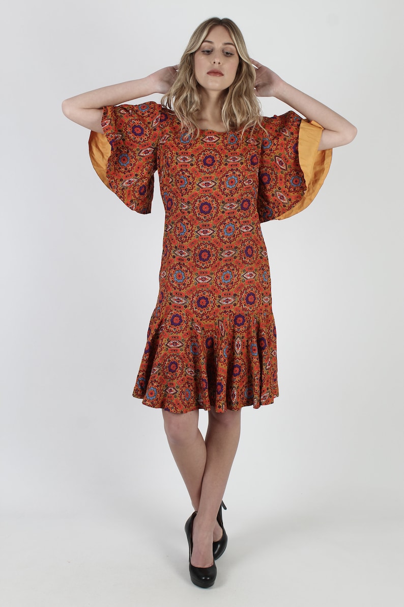 Vintage 70s Paisley Mod Dress 1970s Psychedelic Ethnic Floral | Etsy