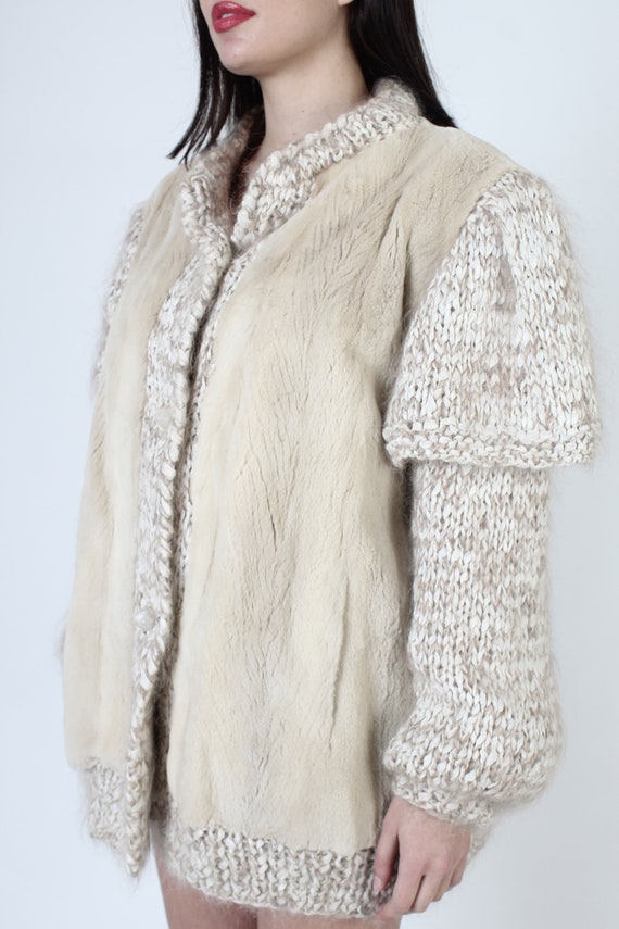 Chunky Real Blonde Fur Cardigan Sweater, Vintage … - image 9