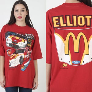 Bill Elliott McDonalds NASCAR T Shirt Vintage 1996 Race Car Tee Mens 90s 2 Double Sided XL image 1