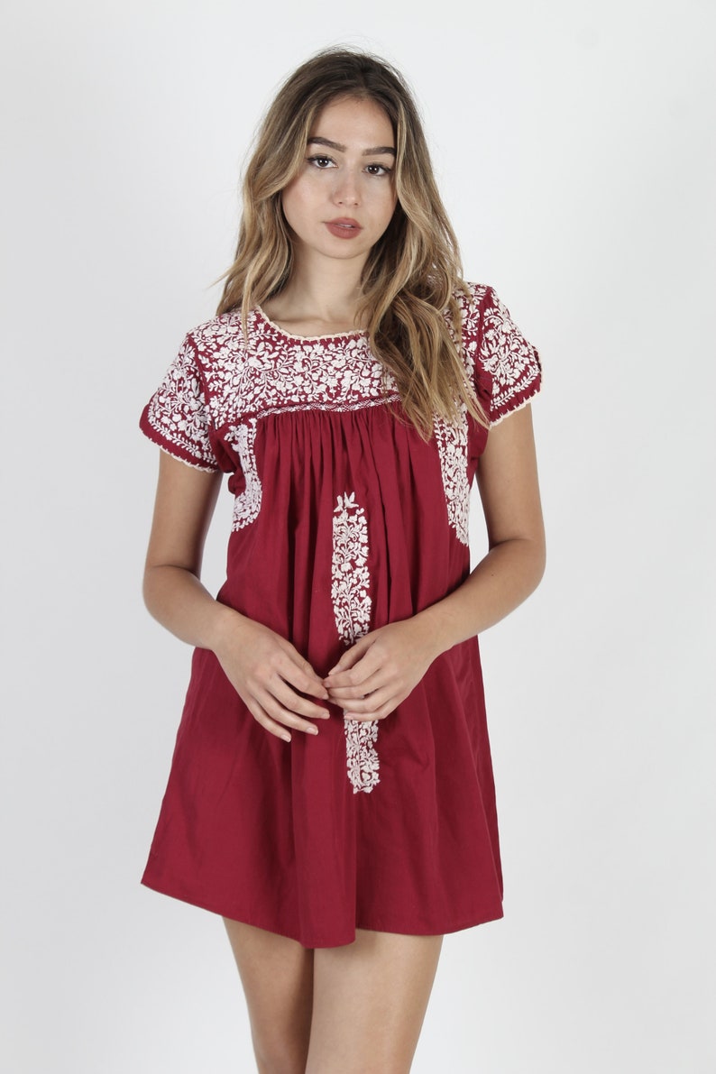 burgundy mexican dress