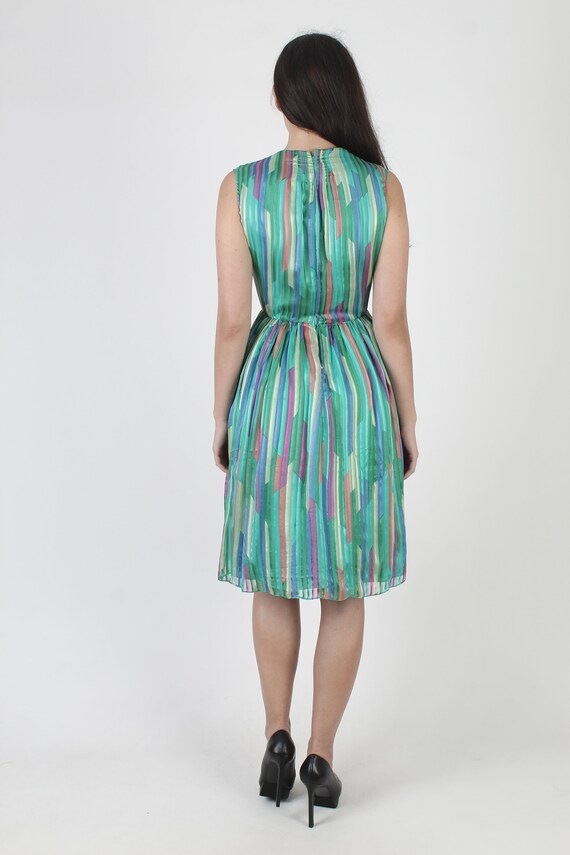 Cute Bright Color Rainbow Silk Tank Dress, Vintag… - image 5