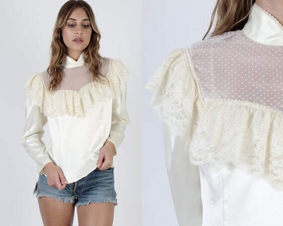 Vintage 70s Gunne Sax To / Satin Ivory Gunne Sax B