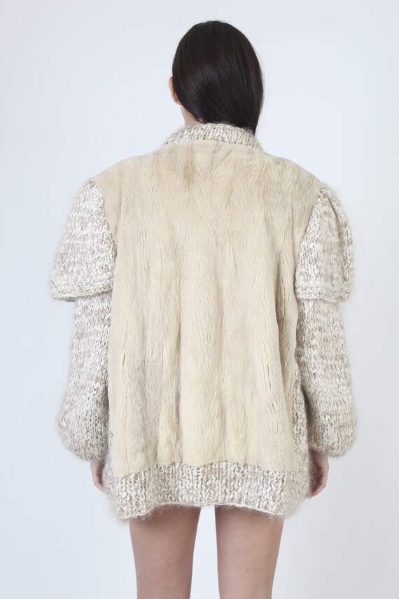 Chunky Real Blonde Fur Cardigan Sweater, Vintage … - image 7