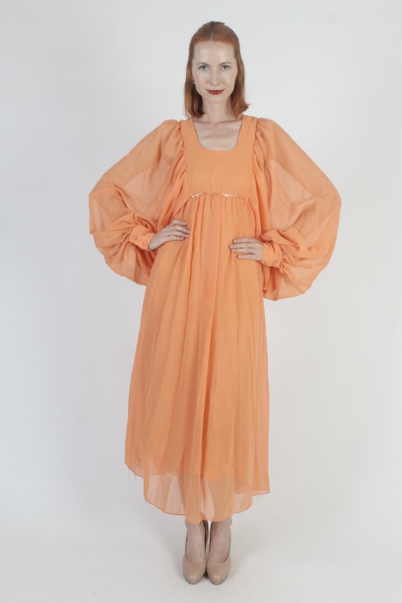 party hostess dress Buy 60s Chiffon Poet Sleeve Dress: Vintage Party Hostess Gown Online in  India