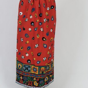 70s Renaissance Style Velvet Floral Skirt / Colorful Embroidered High Waistband / Pencil Column Long Maxi image 5