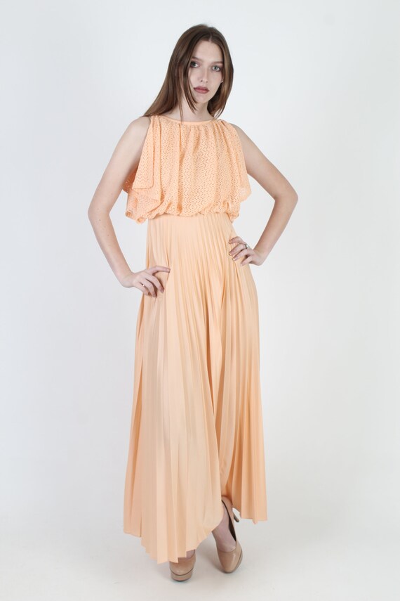 Apricot Color Grecian Disco Dress Split 