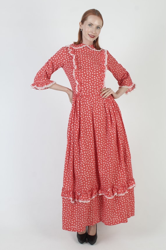 Colonial Style Southern Belle Dress Vintage Flowe… - image 2