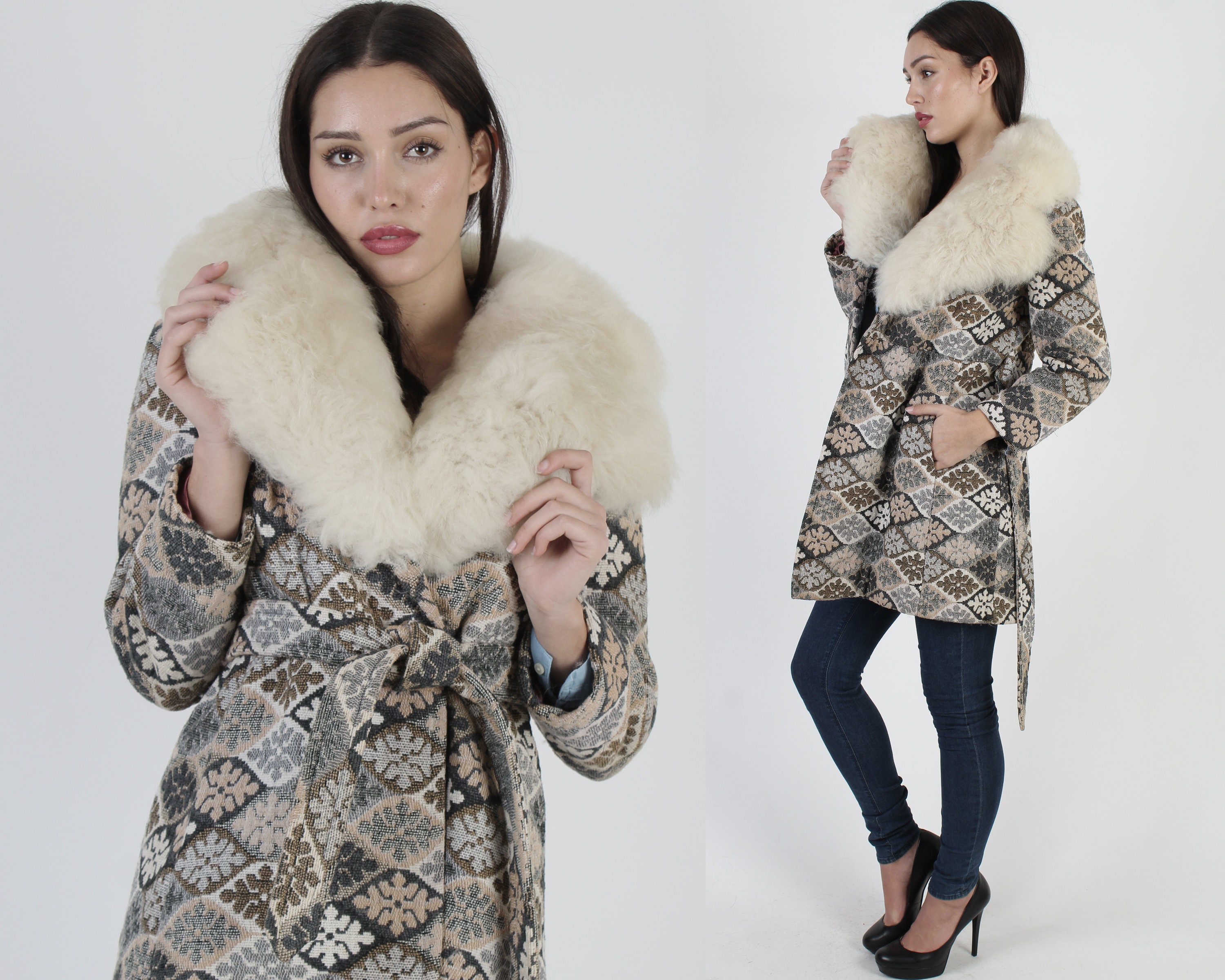 Tapestry Shearling Coat 