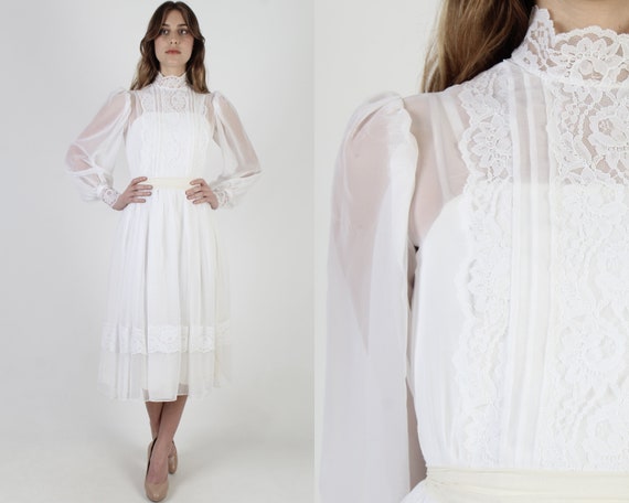 White Chiffon Wedding Maxi Dress / 1970s Formal Bridal | Etsy