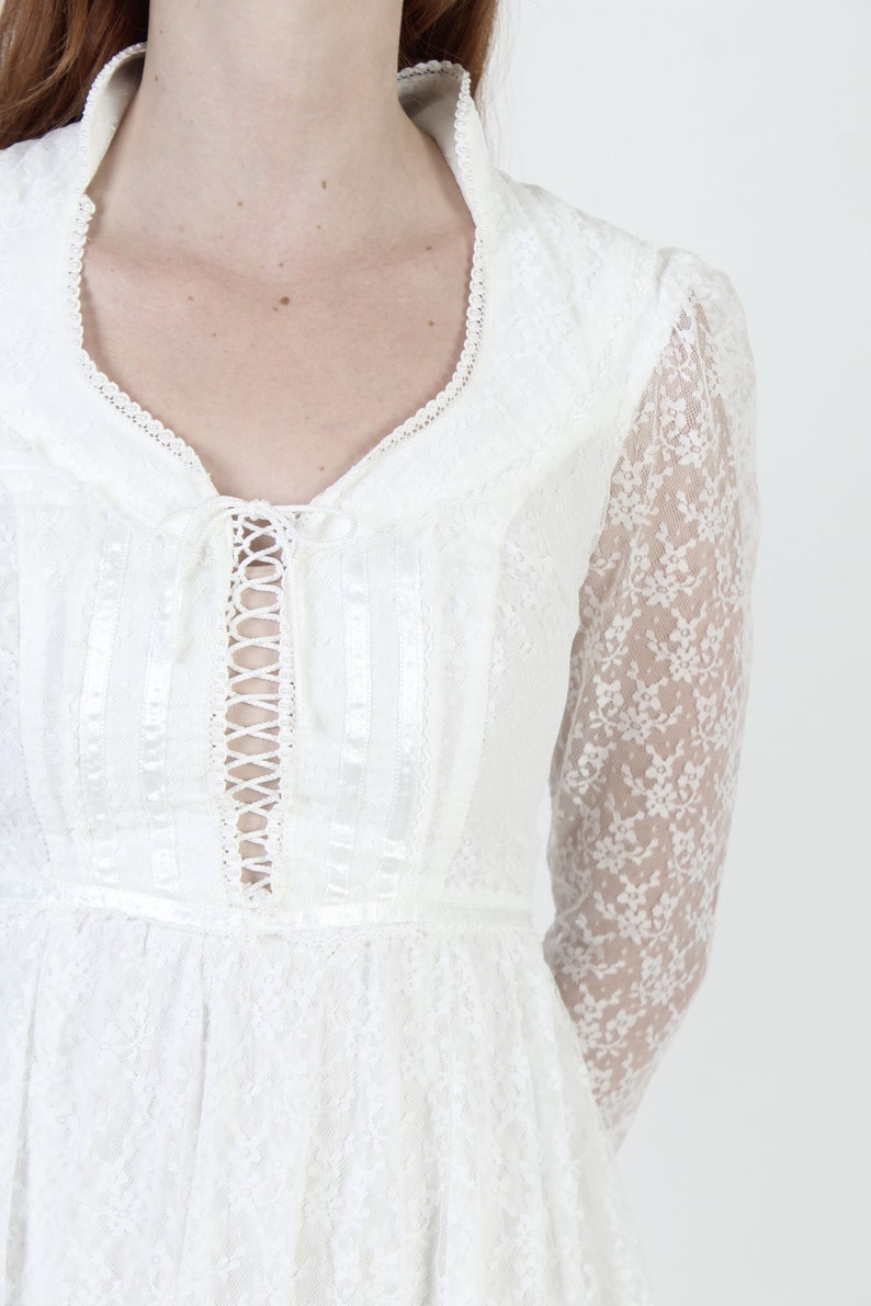 Romantic Renaissance Bridal Collection / Gunne Sax Victorian Maxi Dress / Vintage 70s Wedding Lace Long Gown image 7