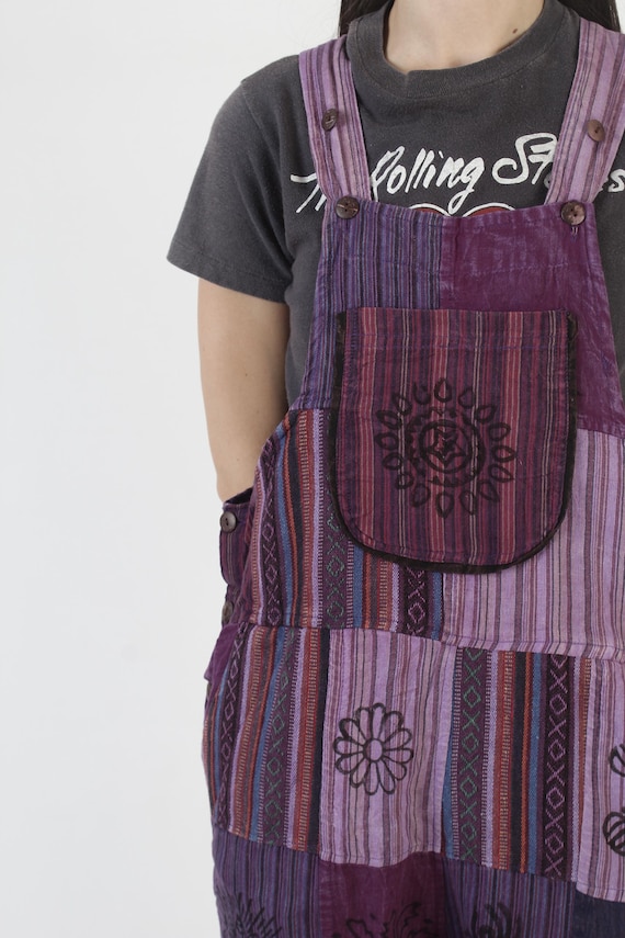 Patchwork Jumpsuit With Pockets, Ethnic Grunge Ov… - image 6
