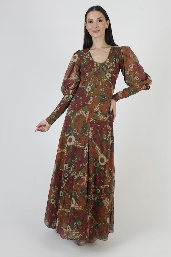 1969 Black Label Gunne Sax Dress, 70s Renaissance… - image 2