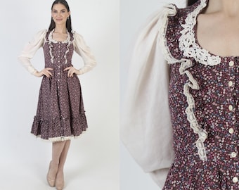 Vintage 70-tals Gunne Sax av Jessica McClintock Calico-klänning
