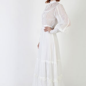 Gunne Sax Victorian Inspired Bridal Dress / Jessica McClintock All White High Neck Maxi / Vintage Old Fashioned Cottagecore Gown image 4