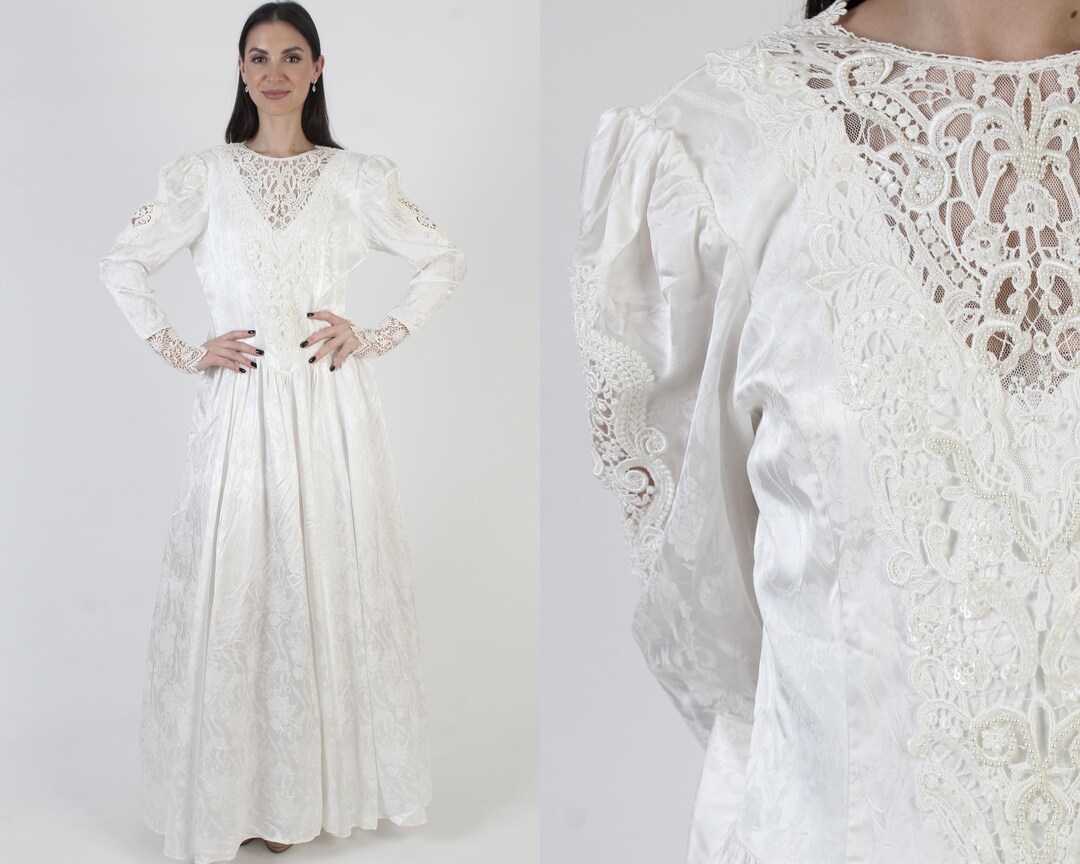 Jessica Mcclintock Victorian Dress, Vintage Prom Gown, Beaded Bridal ...