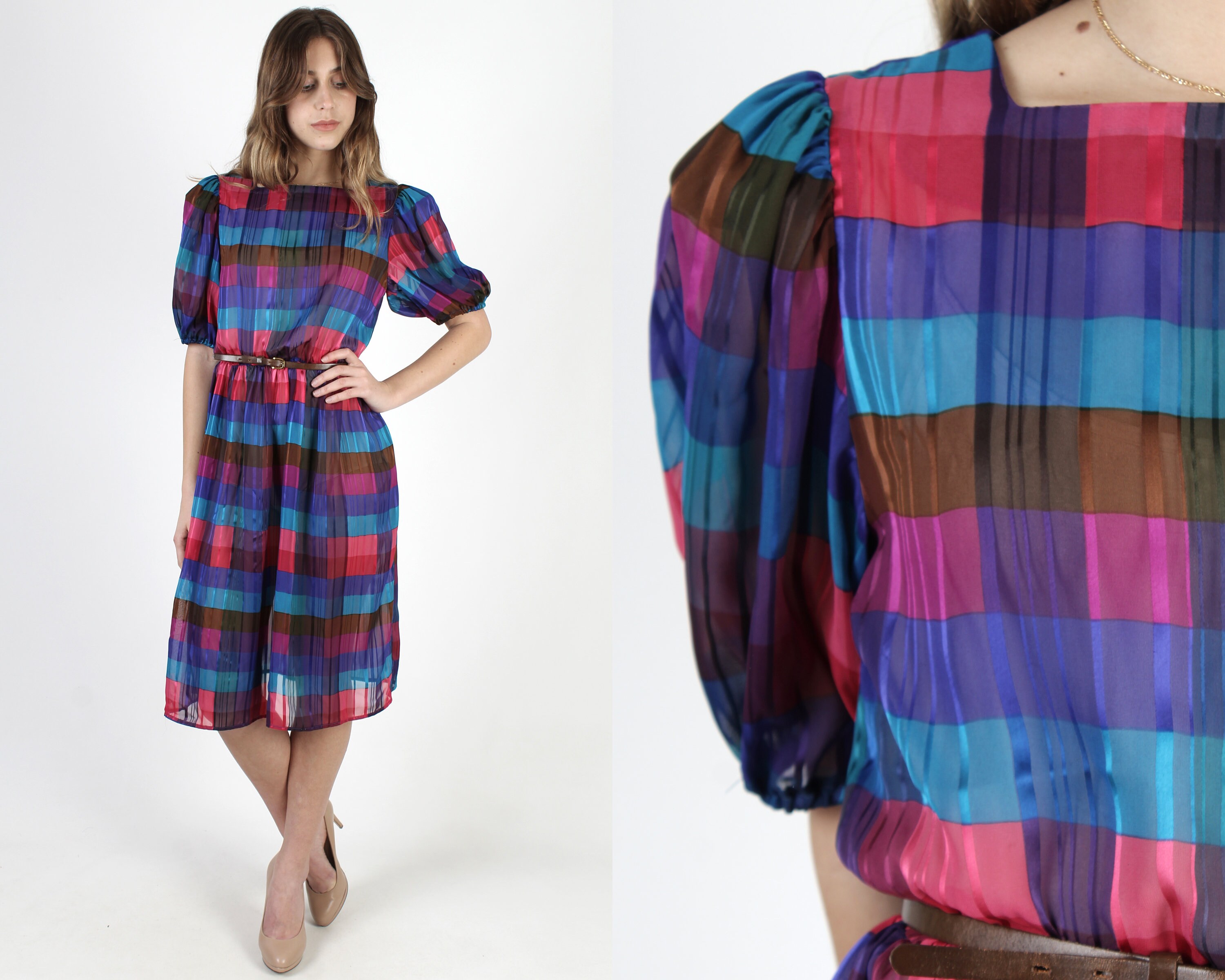 rainbow checkered dress
