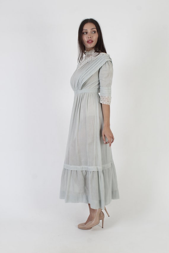 1900s White Crochet Edwardian Wedding Maxi Dress,… - image 3