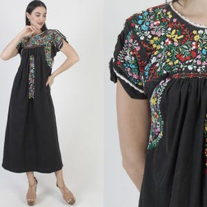 mexican embroidered dress san antonio Mexican Dress San Antonio Hand Embroidered in Oaxaca Electric Purple (Size: Medium/Large)