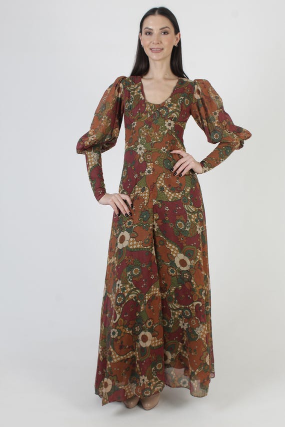 1969 Black Label Gunne Sax Dress, 70s Renaissance… - image 3