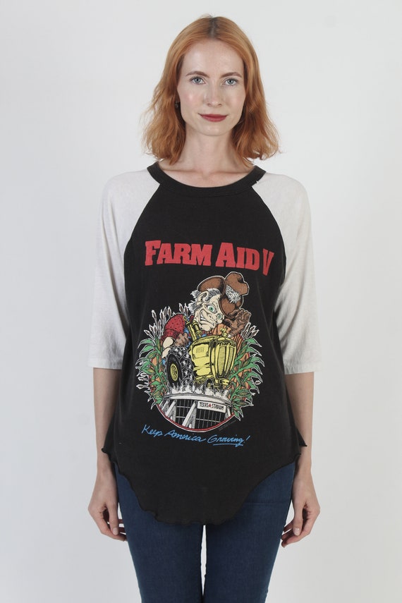 Farm Aid Concert T Shirt, Vintage Neil Young Tee, Double