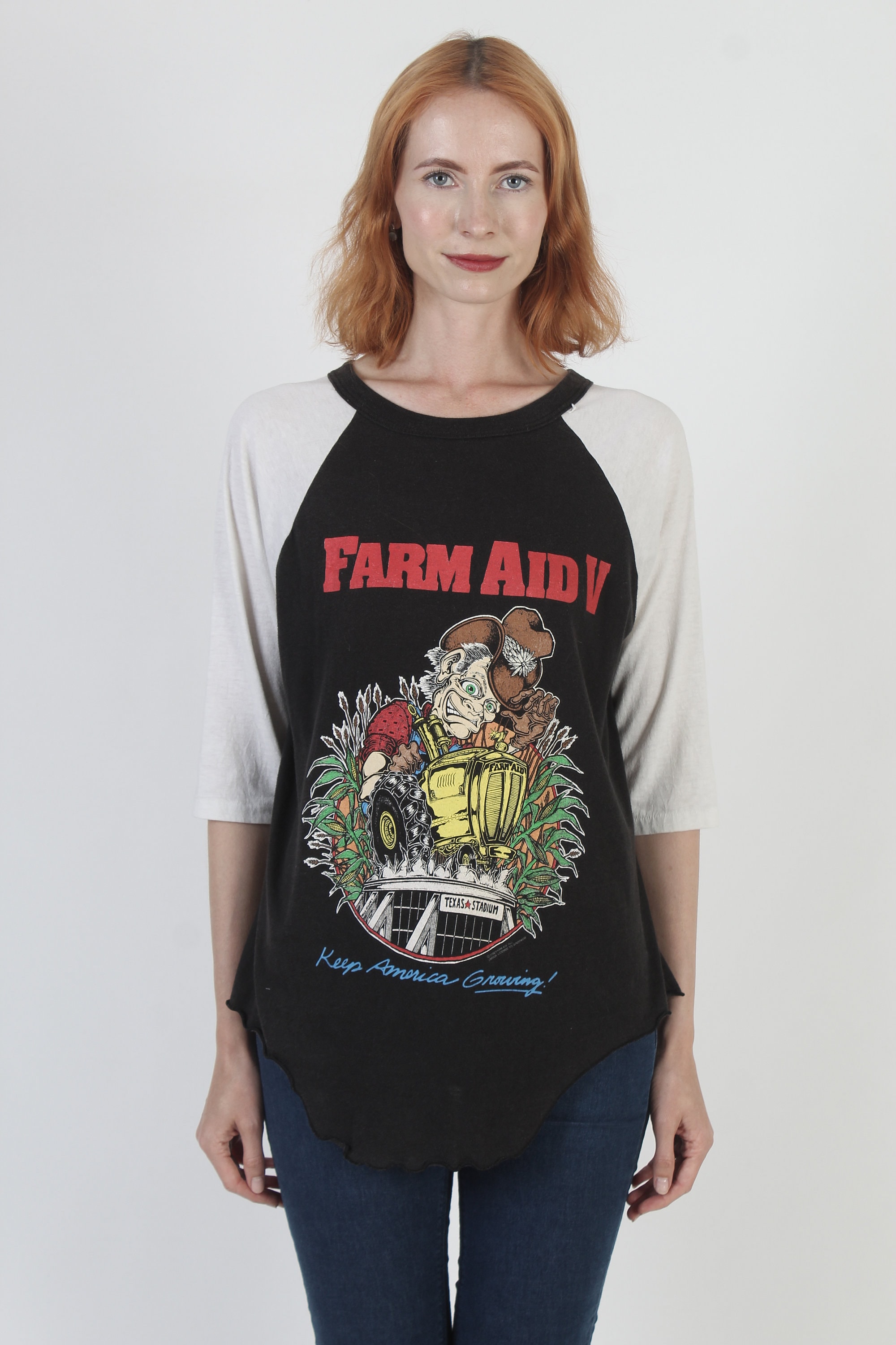 Farm Aid Concert T Shirt, Vintage Neil Young Tee, Double