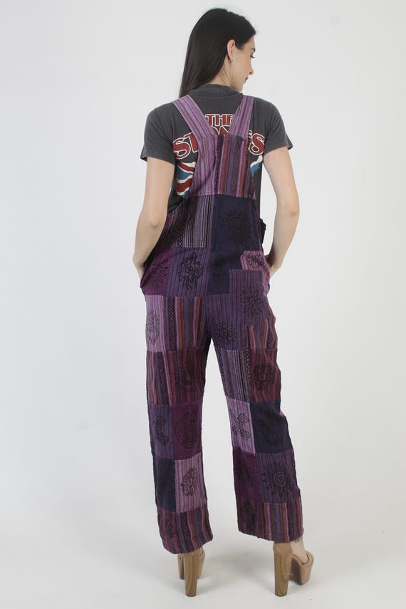 Patchwork Jumpsuit With Pockets, Ethnic Grunge Ov… - image 5