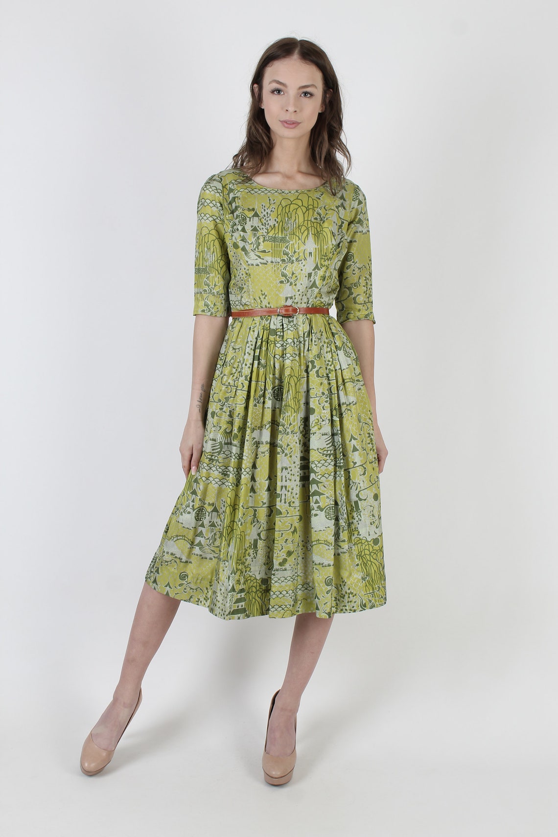 Vintage 50s Alfred Shaheen Dress / Silk Asian Print Cocktail | Etsy