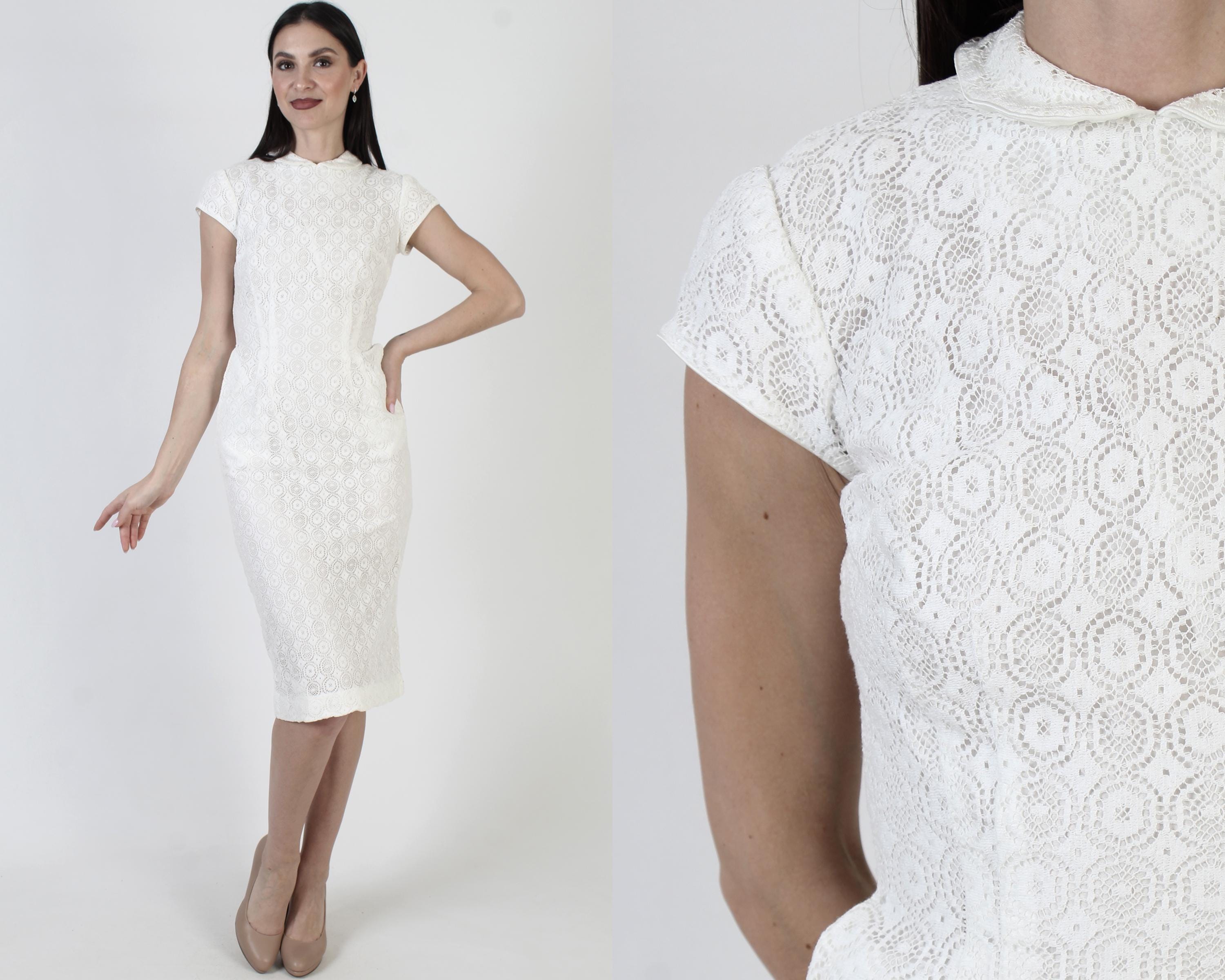 chinese dress ladies Little White Eyelet Dress – Mia Belle Girls main image 0