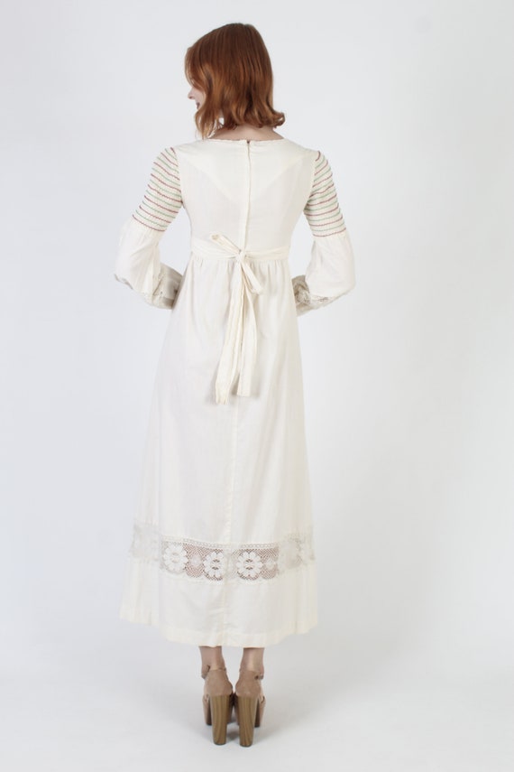 Romantic Long Bohemian Wedding Dress / 70s Countr… - image 6