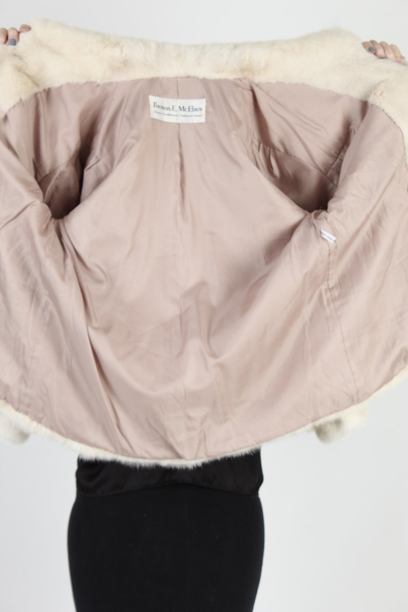 Womens Real Blush Blonde Mink Coat Vintage 80s Blonde Mink Fur Coat 1980s Fur Shawl Collar Real Genuine Plush Puff Sleeve Waist Coat