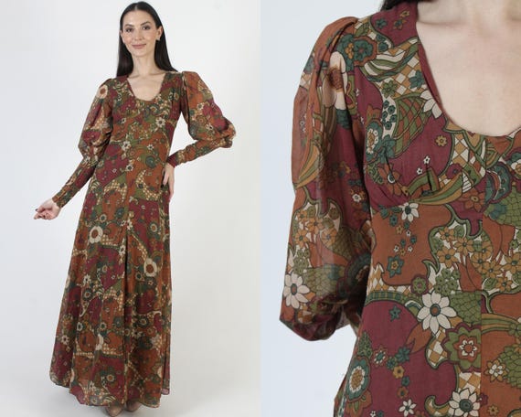 1969 Black Label Gunne Sax Dress, 70s Renaissance… - image 1