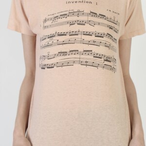 Johann Sebastian Bach T Shirt, Vintage 70s Musical Notes Tee, Music Sheet Composer Top, Size Small S image 6