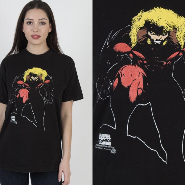 1993 Marvel Comics Sabretooth T Shirt 90s Wolverine Cartoon Cotton Tee