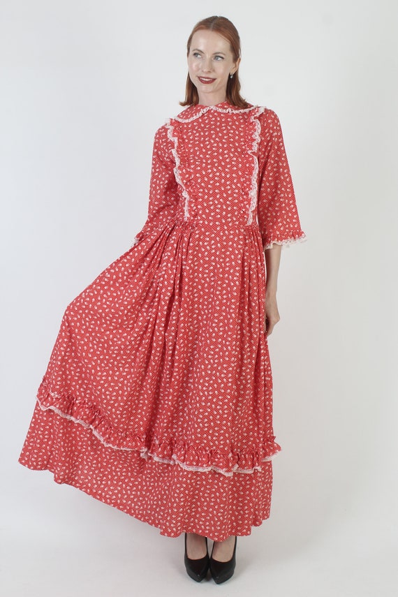 Colonial Style Southern Belle Dress Vintage Flowe… - image 4