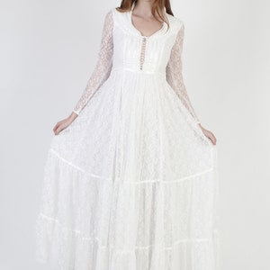 Romantic Renaissance Bridal Collection / Gunne Sax Victorian Maxi Dress / Vintage 70s Wedding Lace Long Gown image 3