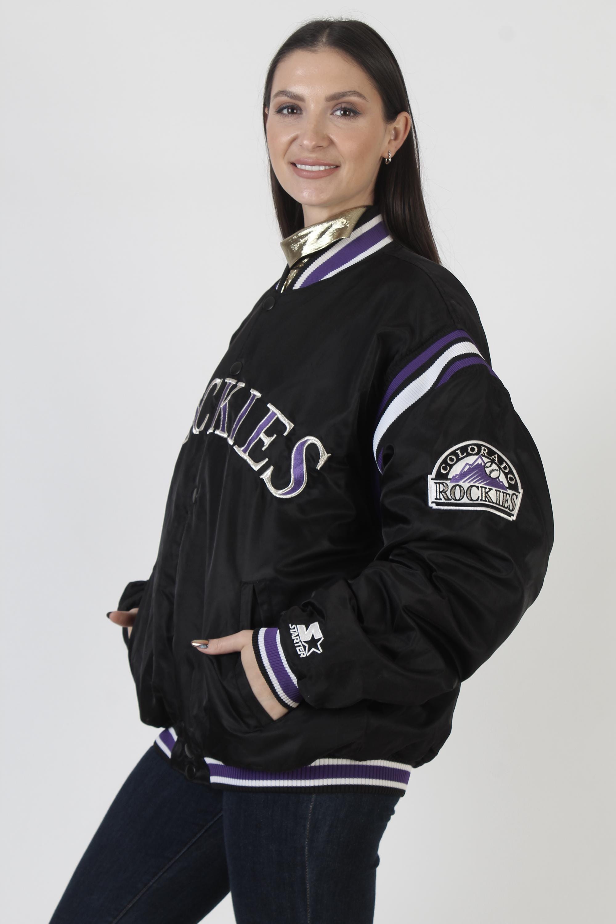 Colorado Rockies Starter Jacket, Vintage 90s Satin Bomber